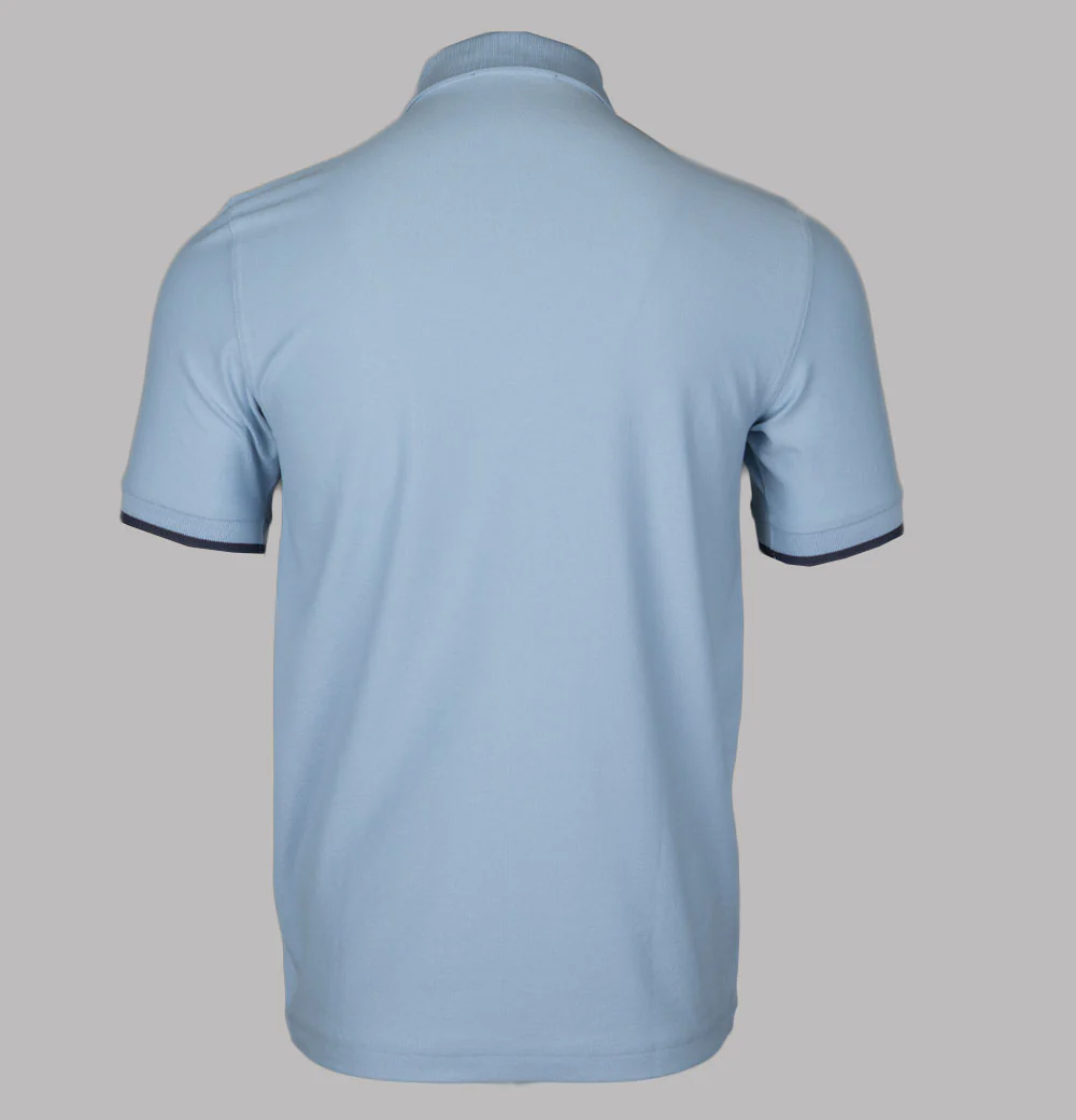 Fred Perry Crepe Pique Zip Neck Polo Shirt Light Smoke - Image 2
