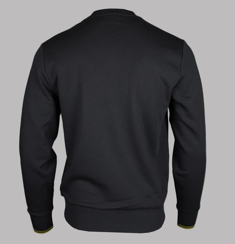 Fred Perry Crew Neck Sweatshirt Anchor Grey/Tennis Ball Yellow - Image 2