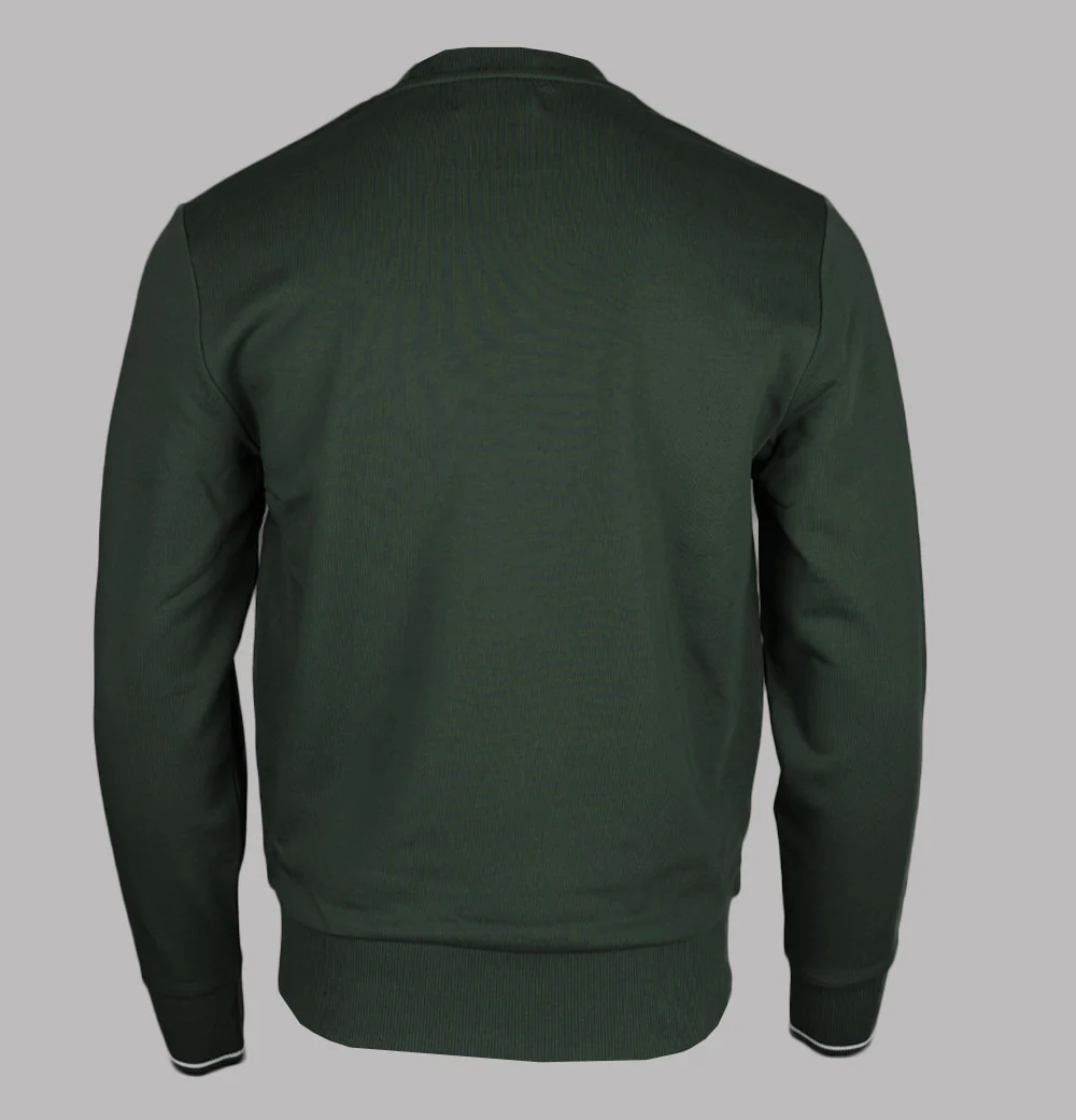 Fred Perry Crew Neck Sweatshirt Court Green/Snow White/Navy - Image 2