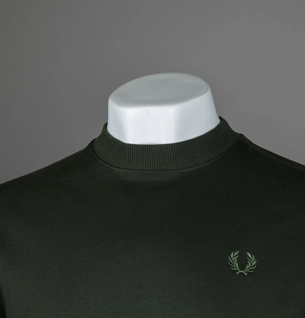 Fred Perry Crew Neck Sweatshirt Hunting Green/Light Oyster/Laurel Wreath Green - Image 4