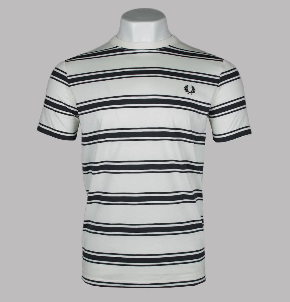 Fred Perry Fine Stripe T-Shirt Ecru