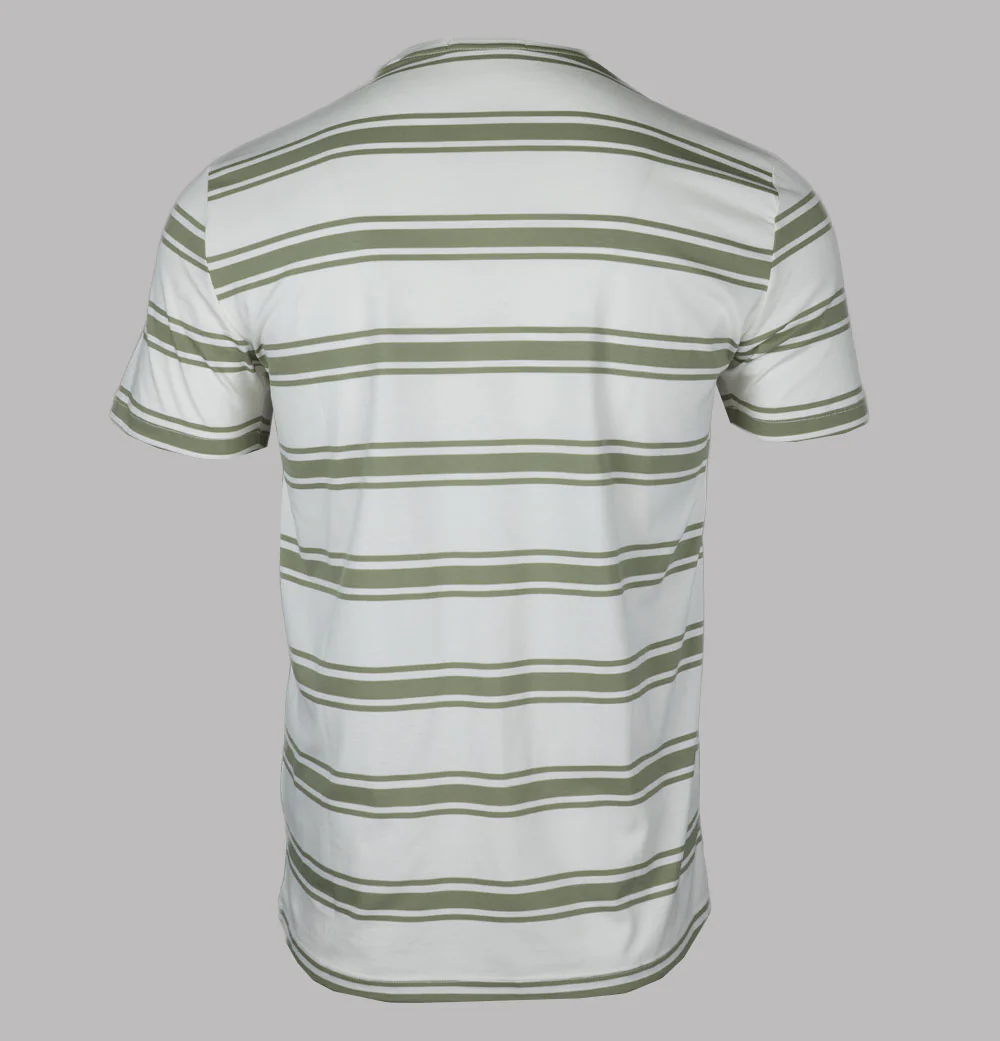 Fred Perry Fine Stripe T-Shirt Light Ecru/Olive Mint - Image 2
