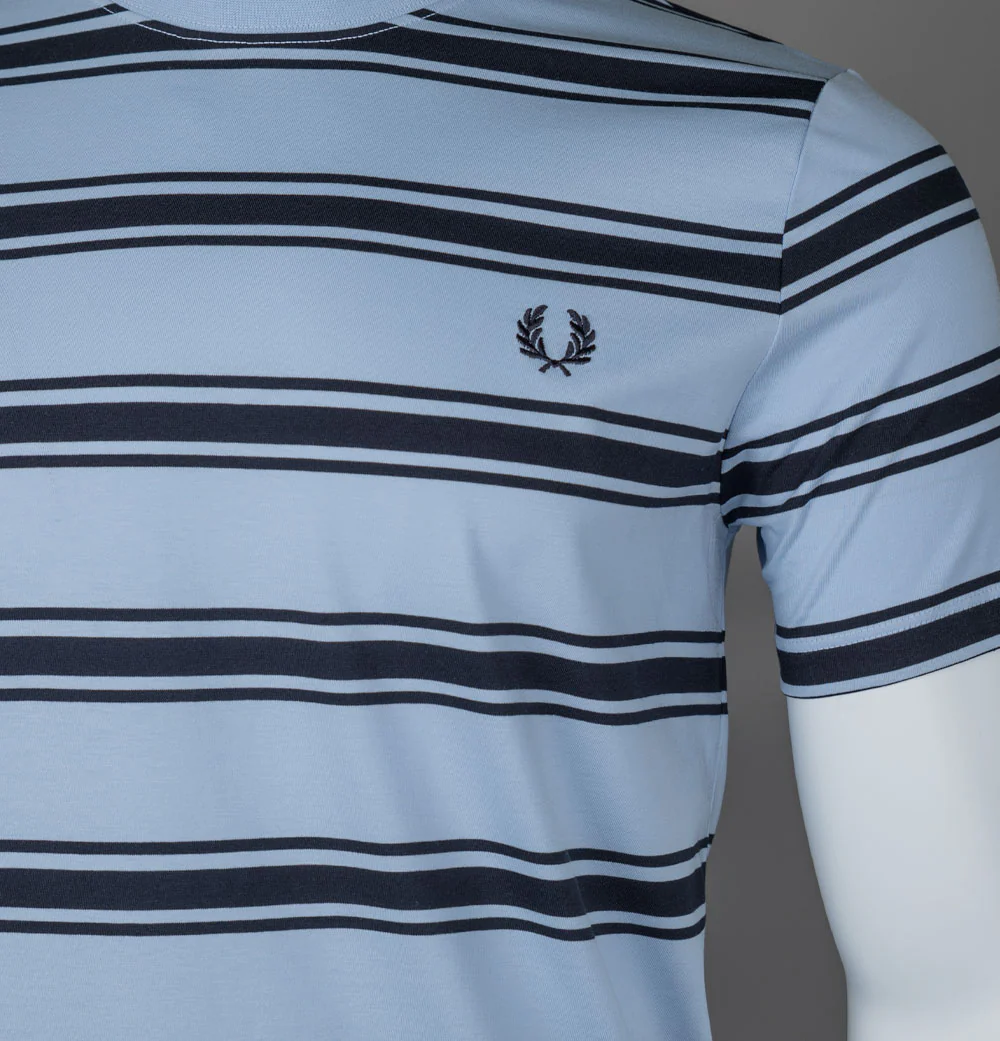 Fred Perry Fine Stripe T-Shirt Light Smoke - Image 3