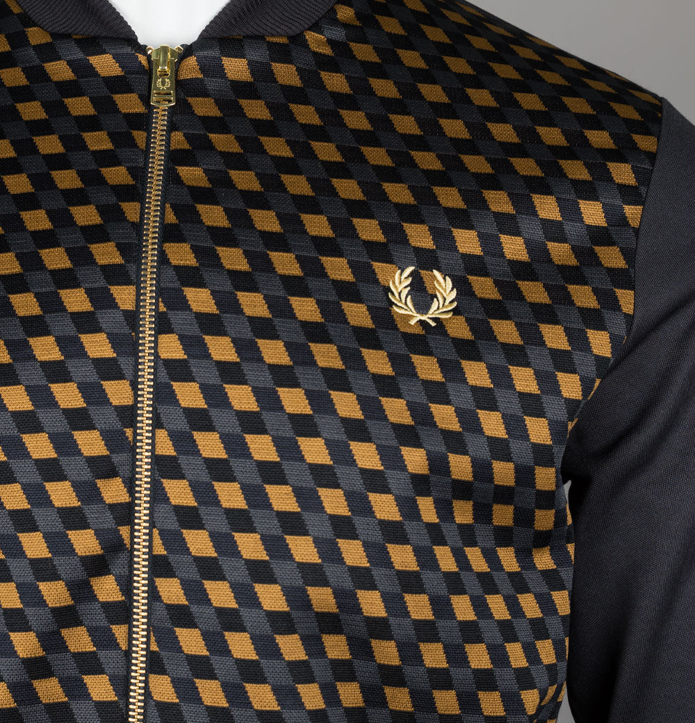 Fred Perry Geometric Track Jacket Anchor Grey - Image 3