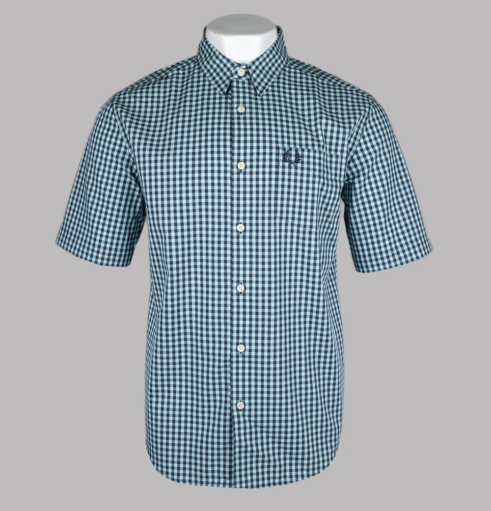 Fred Perry Gingham Short Sleeve Shirt Ball Boy Blue