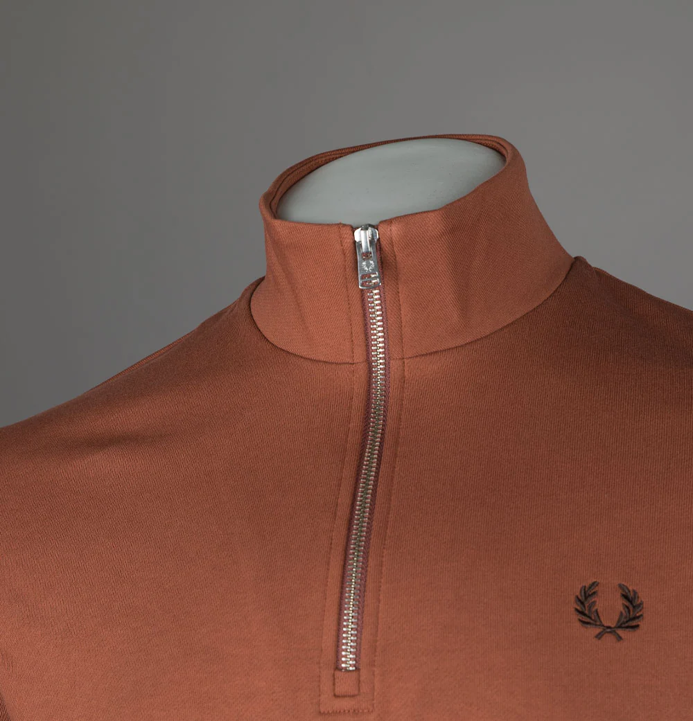 Fred Perry Half Zip Sweatshirt Cinnamon - Image 3