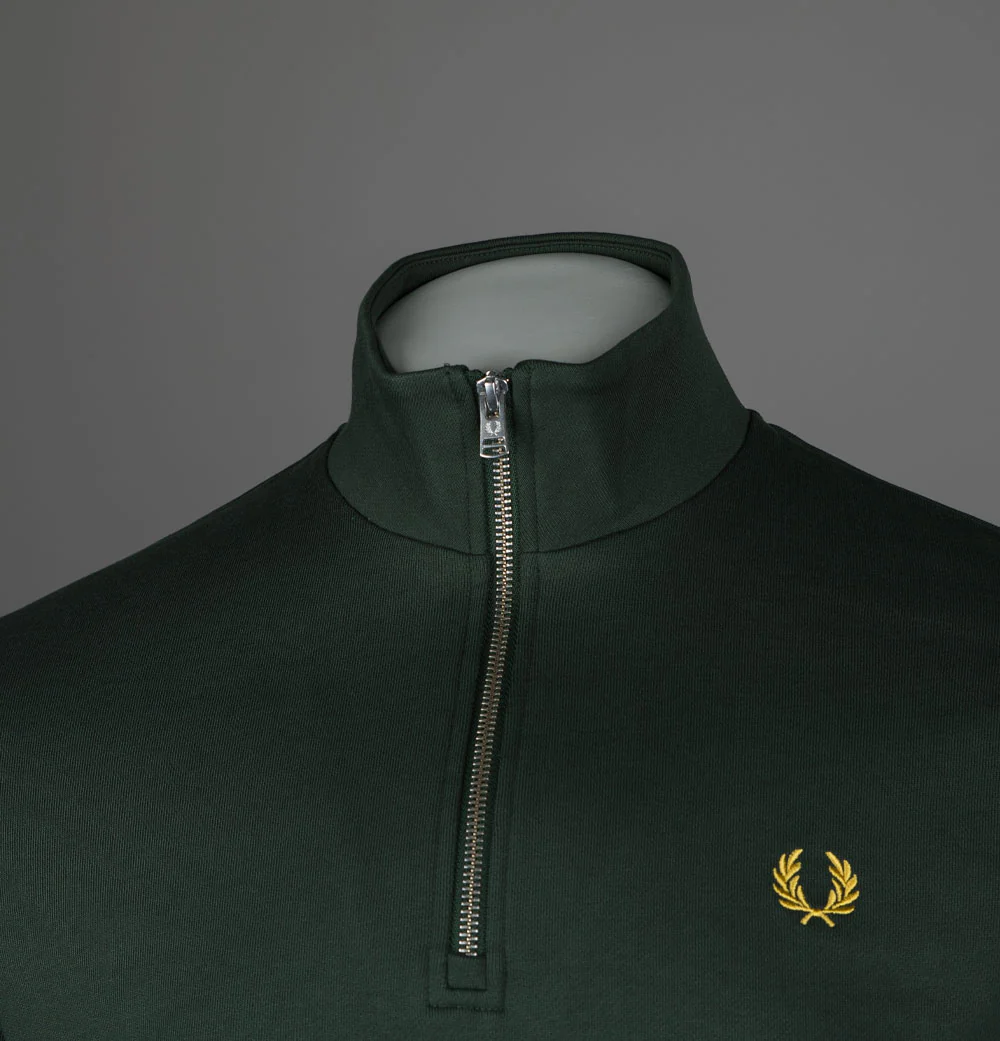 Fred Perry Half Zip Sweatshirt Court Green - Image 3