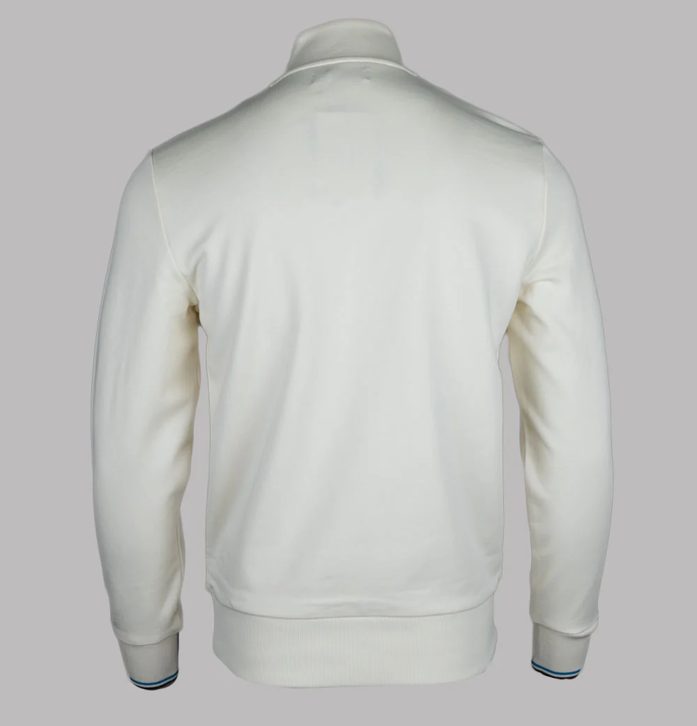 Fred Perry Half Zip Sweatshirt Ecru/Court Blue/Oxblood - Image 2