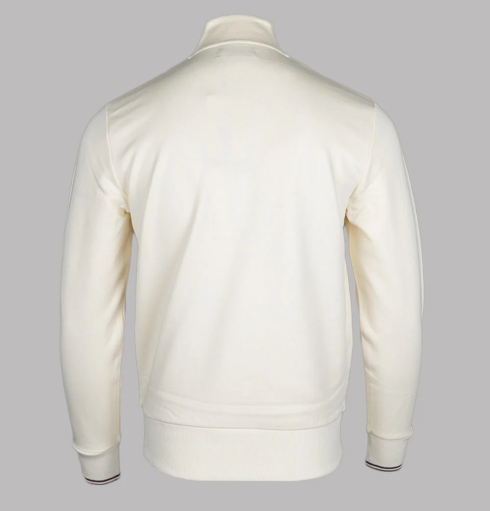 Fred Perry Half Zip Sweatshirt Ecru/Oxblood/Grassroots - Image 2