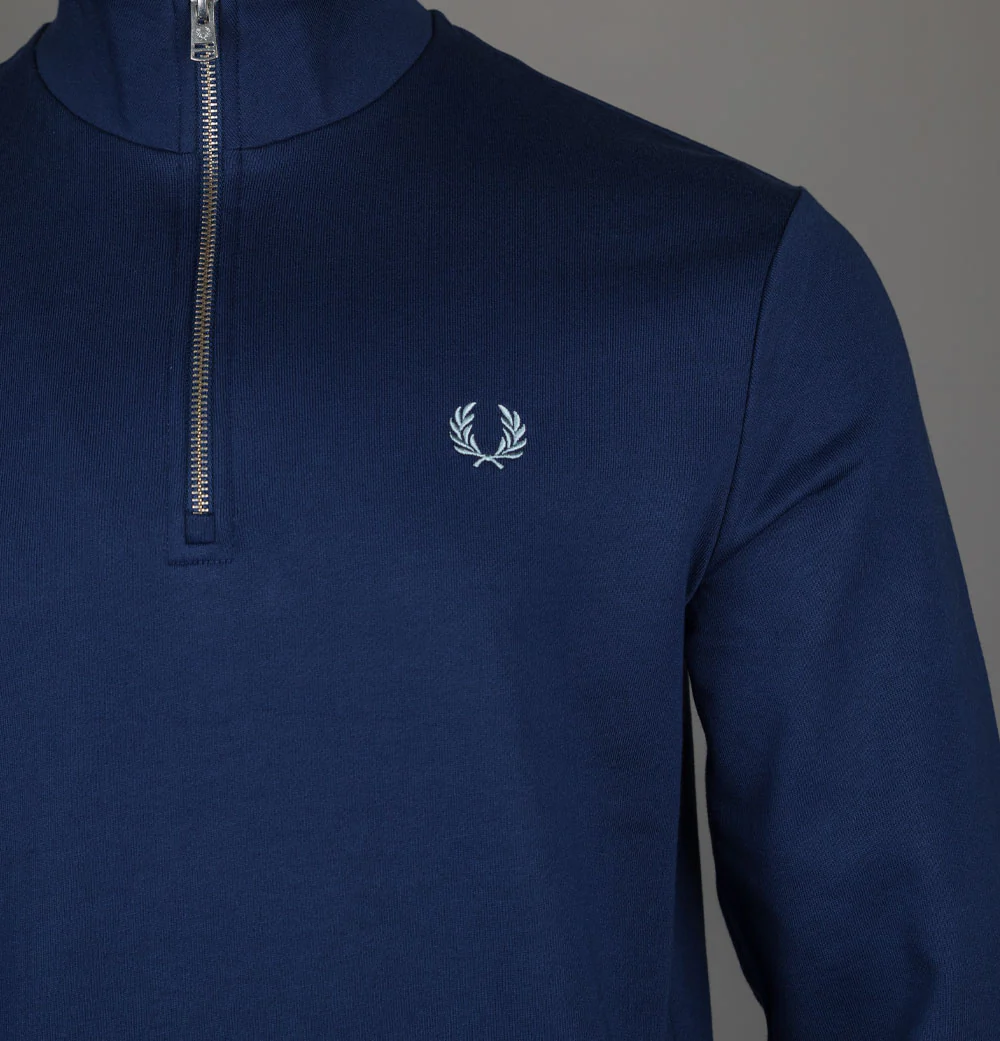 Fred Perry Half Zip Sweatshirt French Navy/Champions Gold/Stockport Blue - Image 3