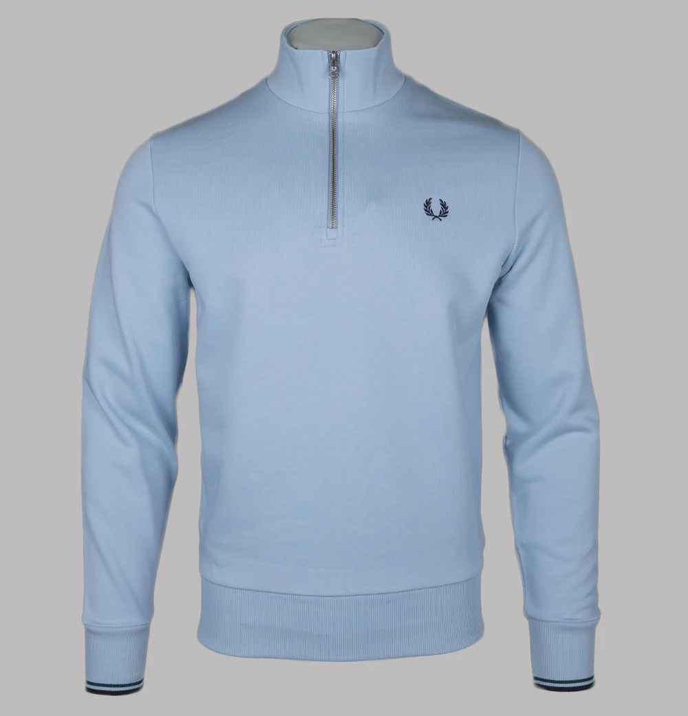 Fred Perry Half Zip Sweatshirt Light Smoke