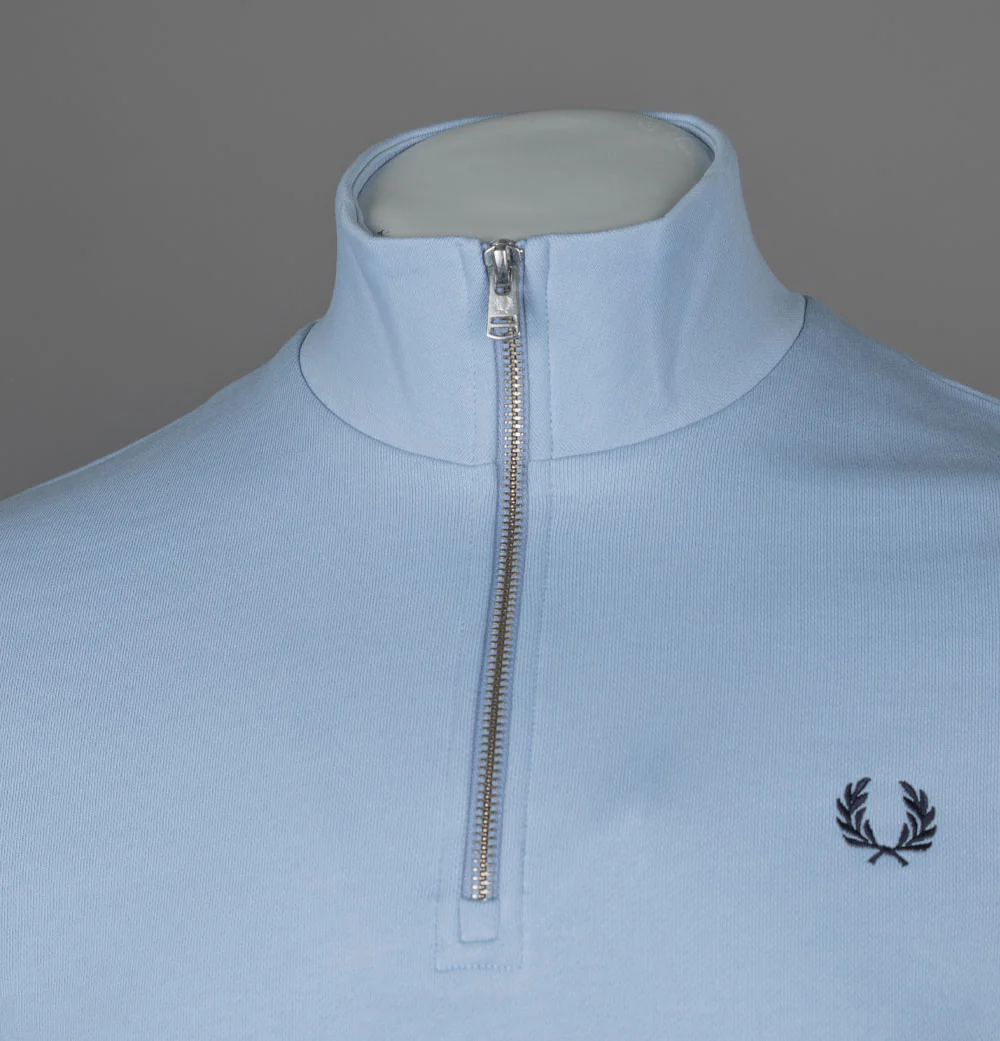 Fred Perry Half Zip Sweatshirt Light Smoke - Image 3