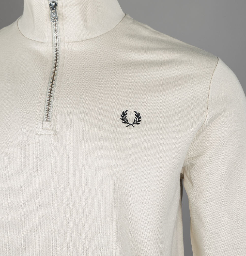 Fred Perry Half Zip Sweatshirt Oatmeal/Black - Image 4