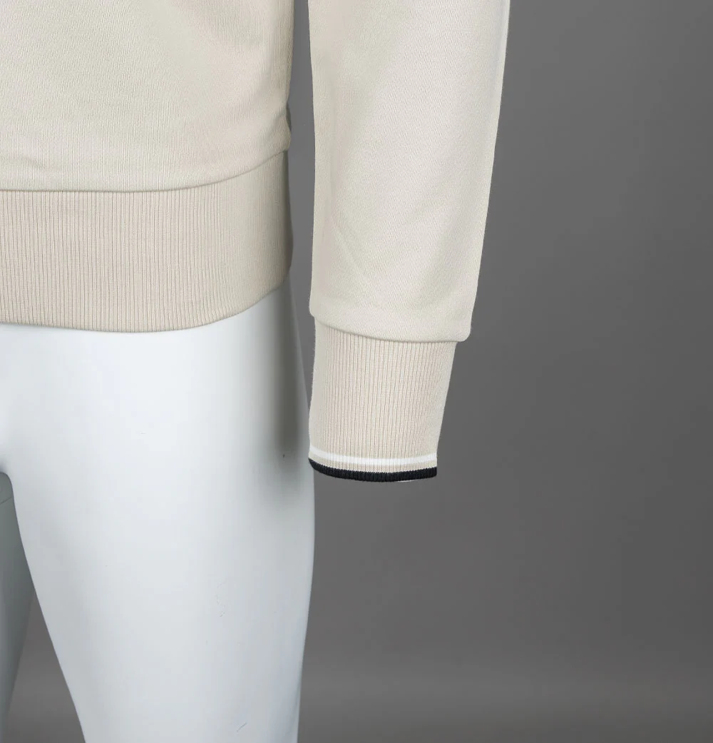 Fred Perry Half Zip Sweatshirt Oatmeal/Black - Image 5