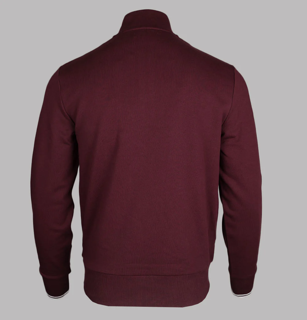 Fred Perry Half Zip Sweatshirt Oxblood/Ecru - Image 2
