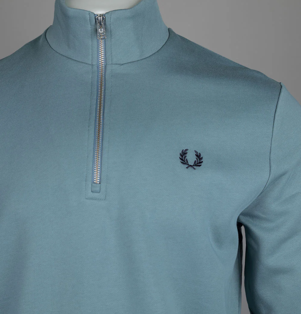 Fred Perry Half Zip Sweatshirt Stockport Blue/Navy - Image 3
