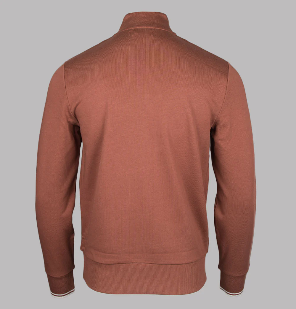 Fred Perry Half Zip Sweatshirt Whisky Brown/Porridge Marl - Image 2