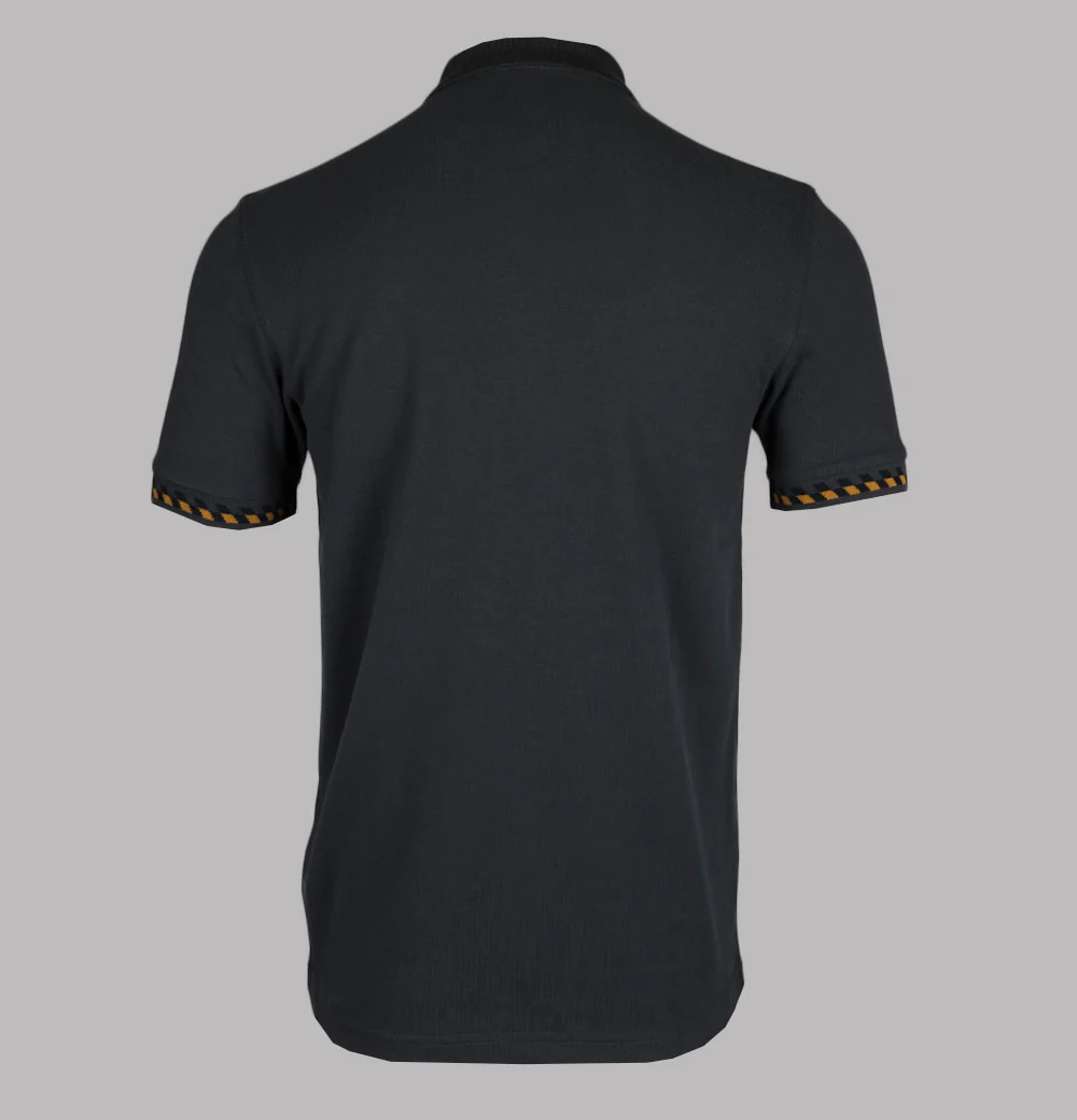 Fred Perry Jacquard Cuff Polo Shirt Anchor Grey - Image 2