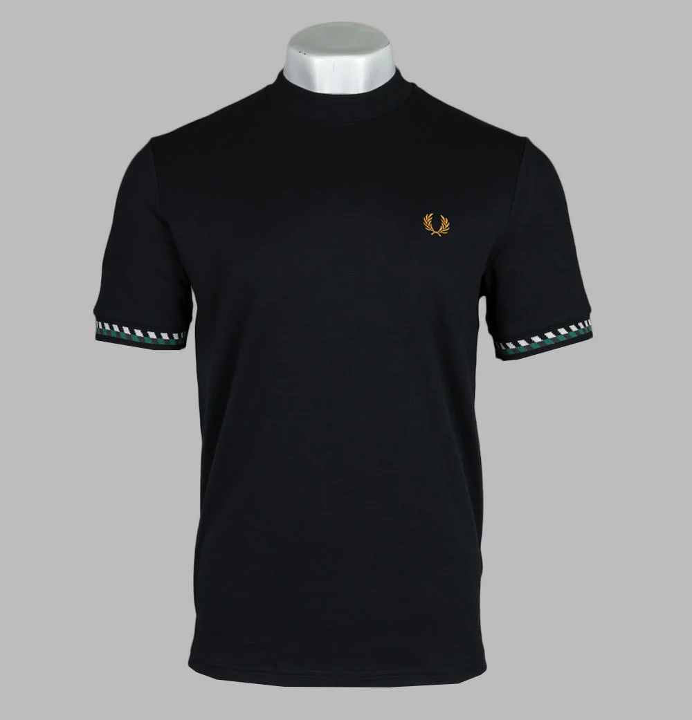 Fred Perry Jacquard Cuff T-Shirt Black