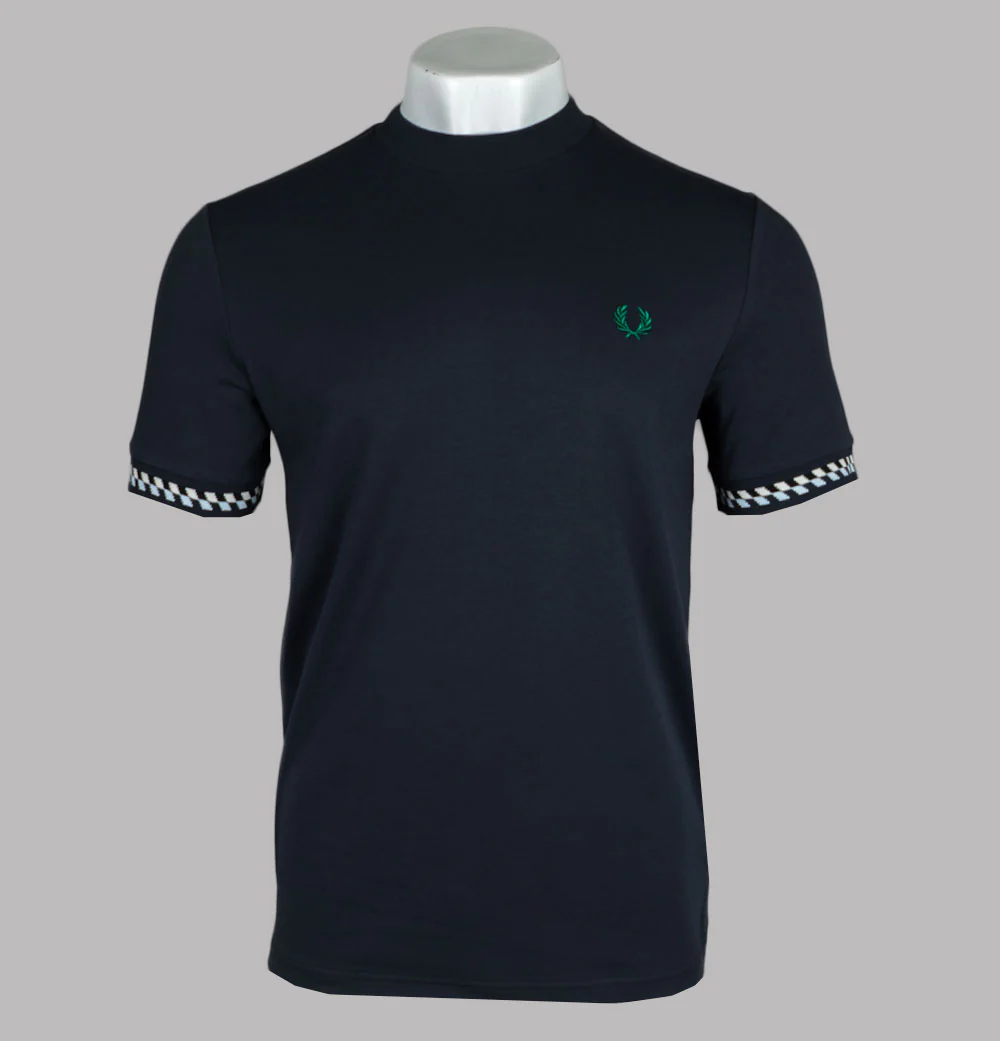 Fred Perry Jacquard Cuff T-Shirt Navy