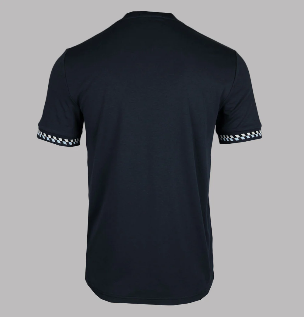 Fred Perry Jacquard Cuff T-Shirt Navy - Image 2