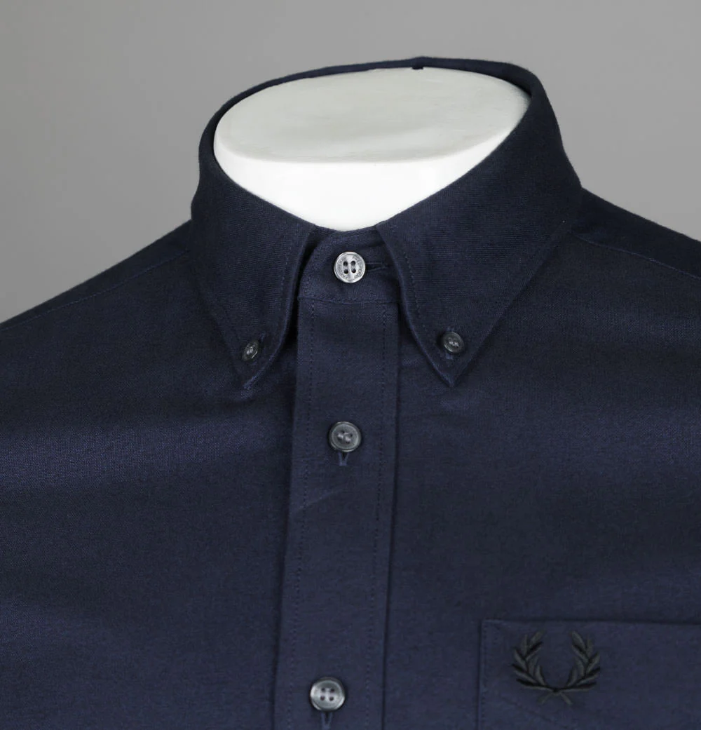 Fred Perry LS Brushed Oxford Shirt French Navy - Image 3
