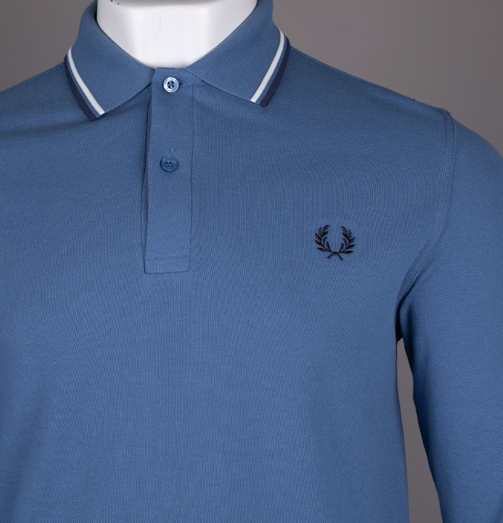 Fred Perry LS Twin Tipped Polo Shirt Ace Blue/Snow White/Tennis Blue - Image 3