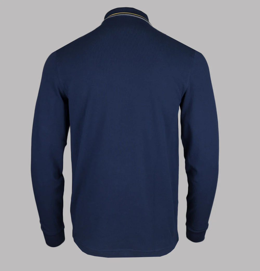 Fred Perry LS Twin Tipped Polo Shirt French Navy/Champions Gold/Stockport Blue - Image 2