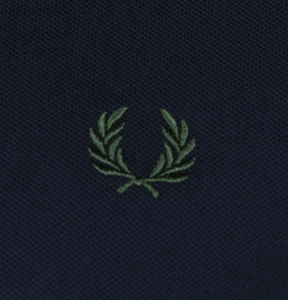 Fred Perry LS Twin Tipped Polo Shirt Navy/Night Green - Image 4