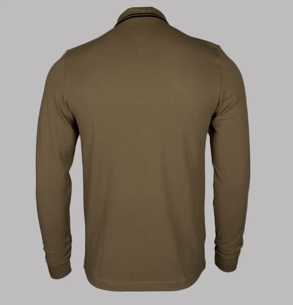 Fred Perry LS Twin Tipped Polo Shirt Shaded Stone - Image 2