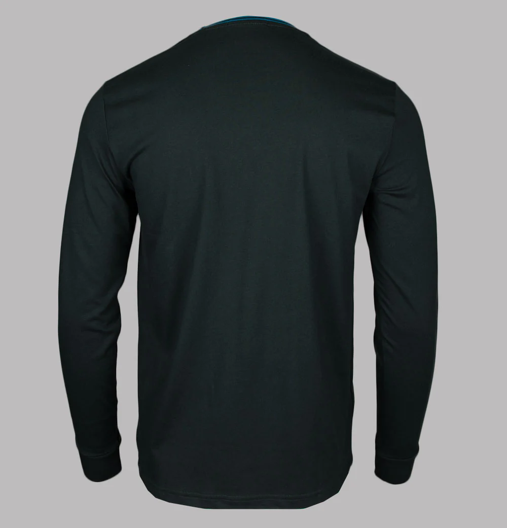 Fred Perry LS Twin Tipped T-Shirt Night Green/Ocean - Image 2