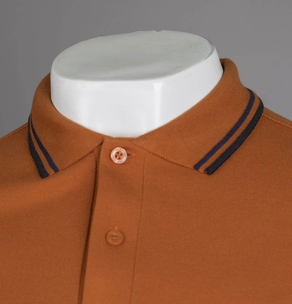 Fred Perry M3600 Polo Shirt Nut Flake/Navy/Black - Image 3