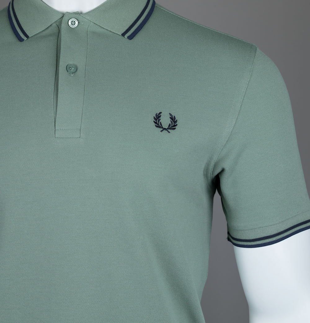 Fred Perry M3600 Polo Shirt Bay Leaf/Dark Airforce/Tennis Blue - Image 3