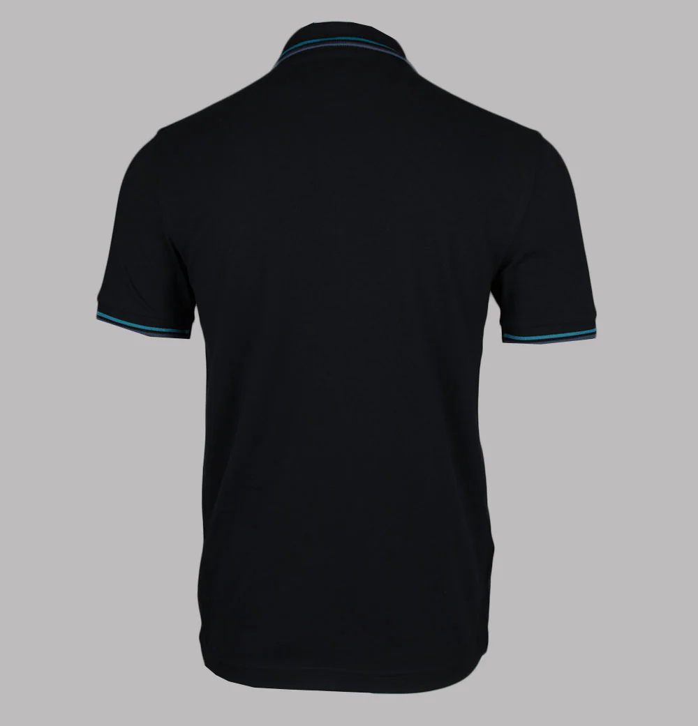 Fred Perry M3600 Polo Shirt Black/Cyber Blue/Midnight Blue - Image 2