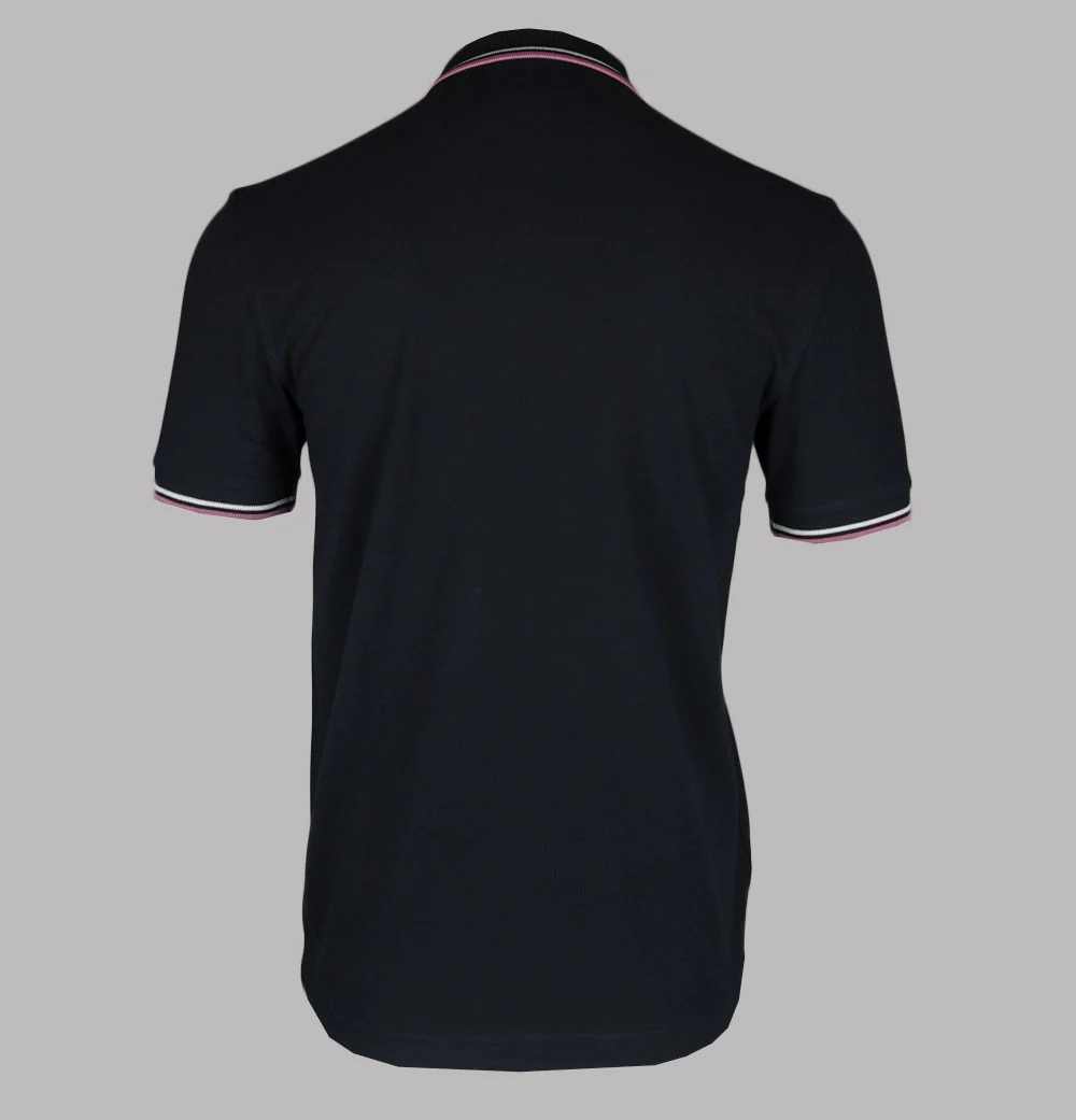 Fred Perry M3600 Polo Shirt Black/Ecru/Dusty Rose Pink - Image 2