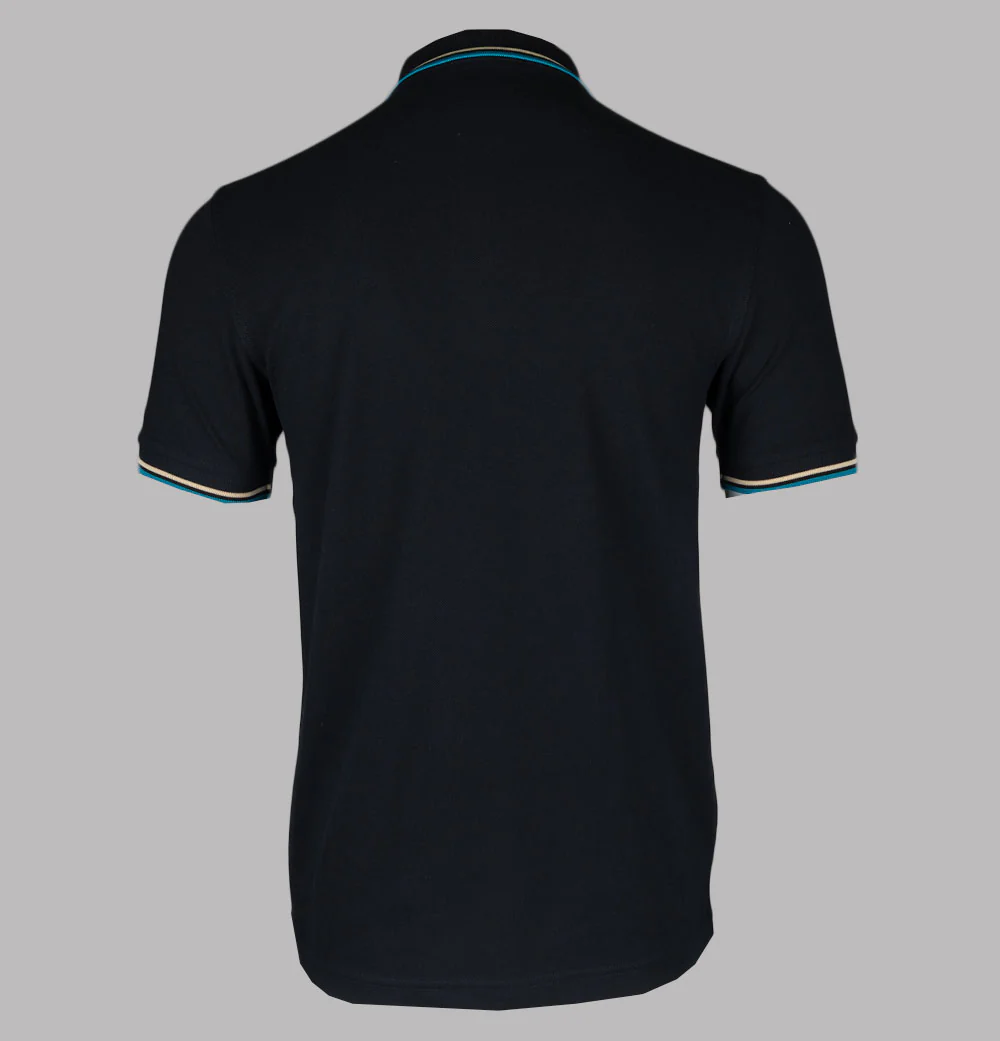 Fred Perry M3600 Polo Shirt Black/Ice Cream/Cyber Blue - Image 2