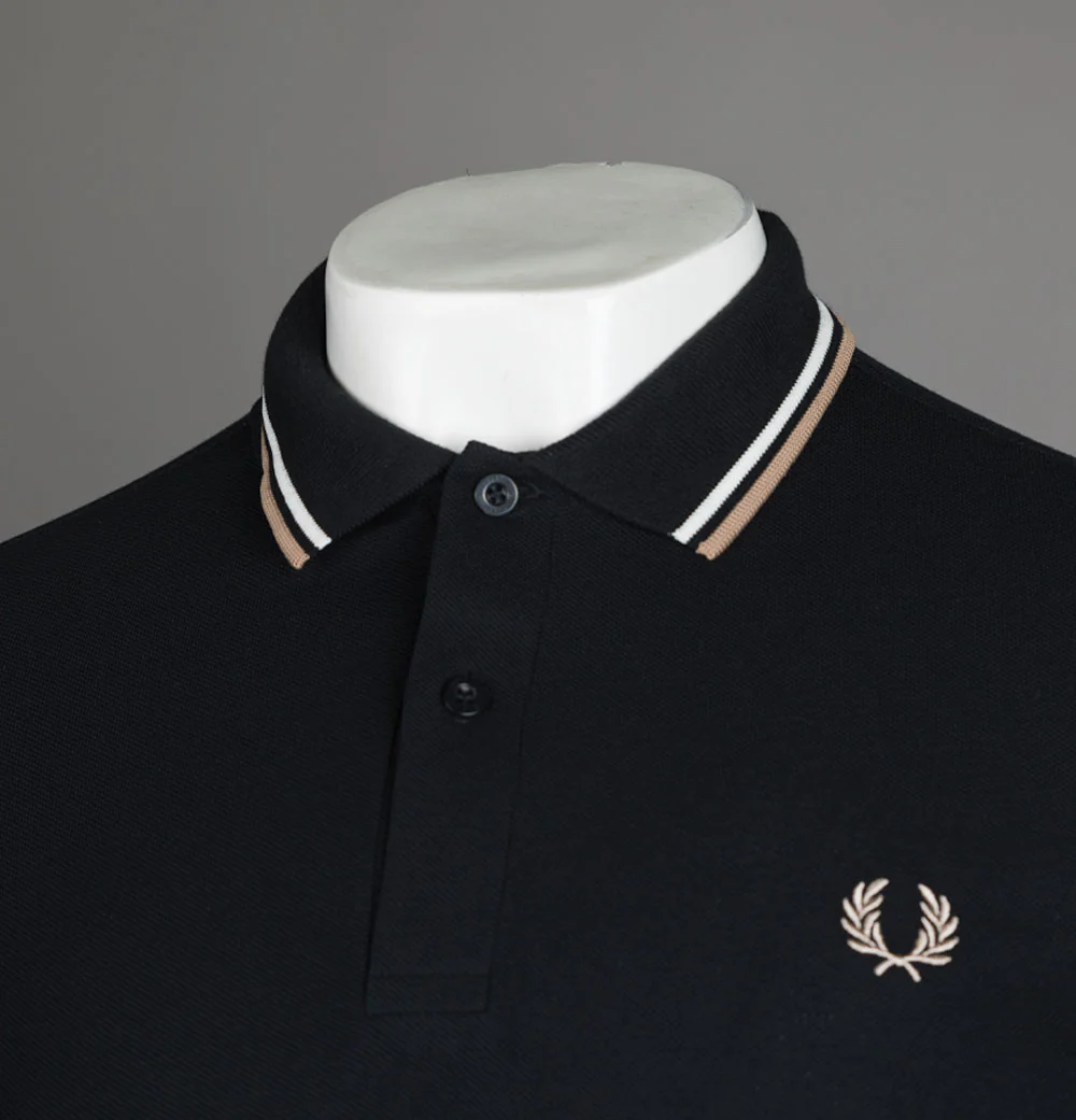 Fred Perry M3600 Polo Shirt Black/Snow White/Warm Stone - Image 3