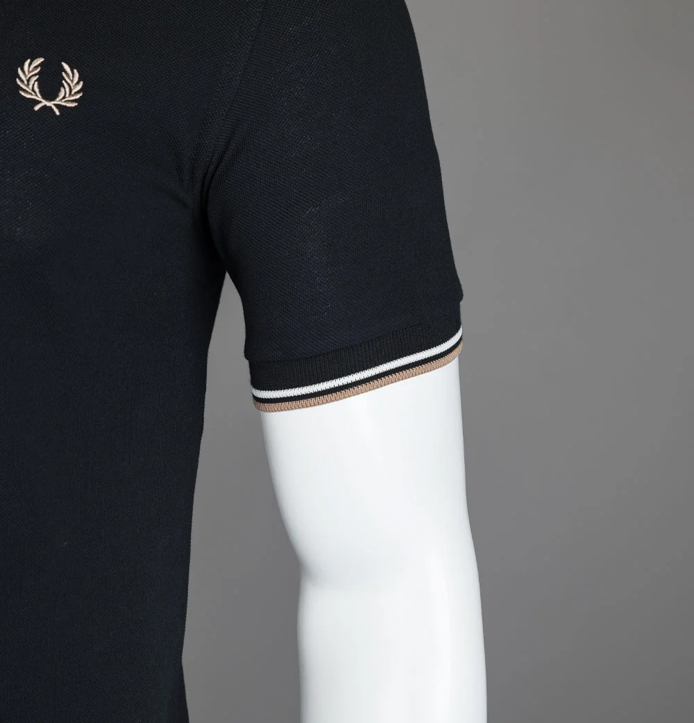 Fred Perry M3600 Polo Shirt Black/Snow White/Warm Stone - Image 5