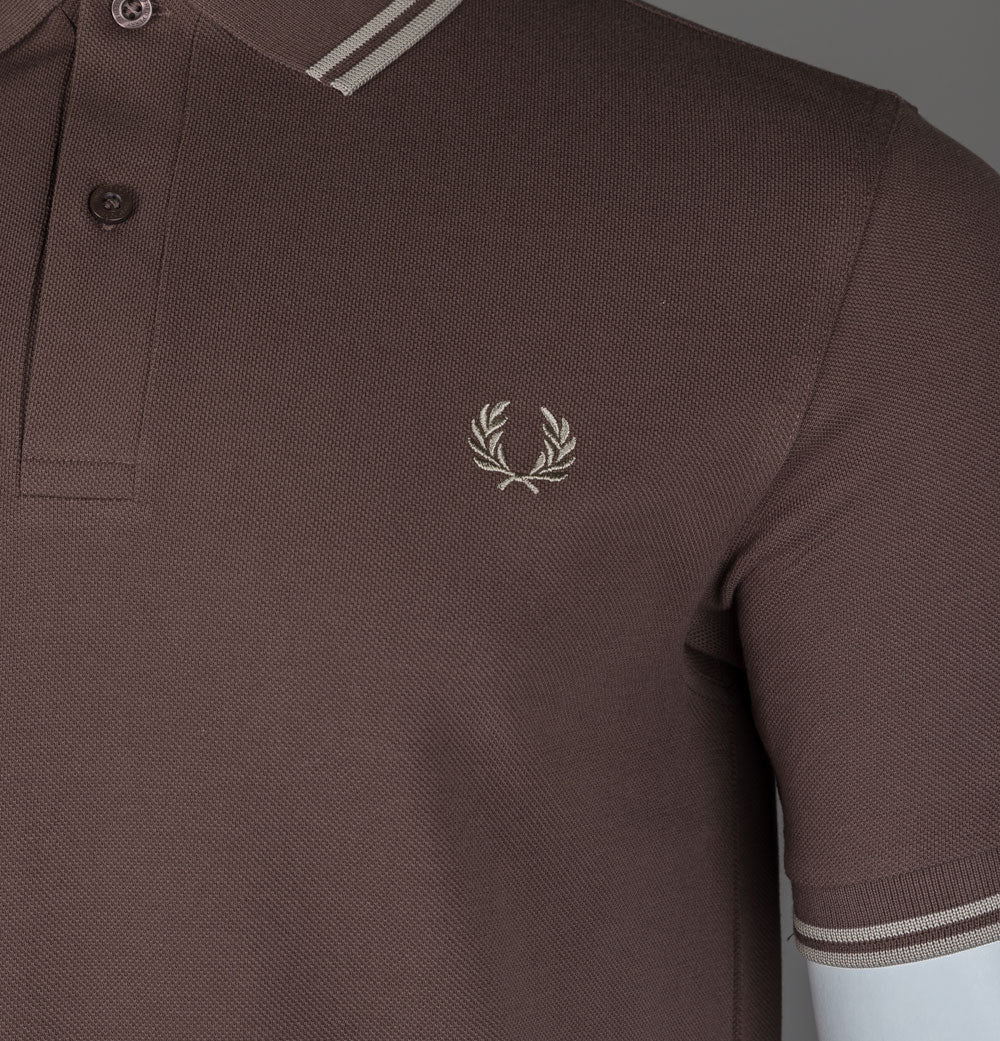 Fred Perry M3600 Polo Shirt Brick/Warm Grey - Image 4