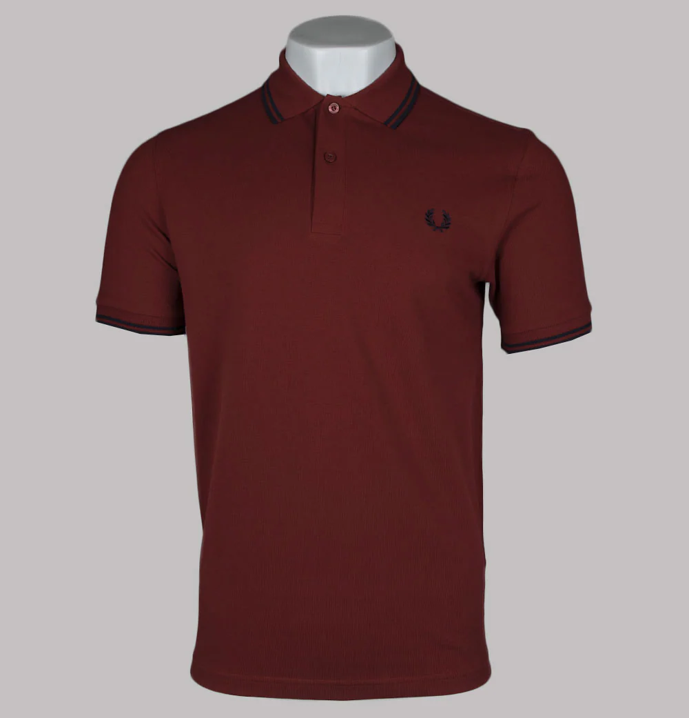 Fred Perry M3600 Polo Shirt Burnt Red/Navy
