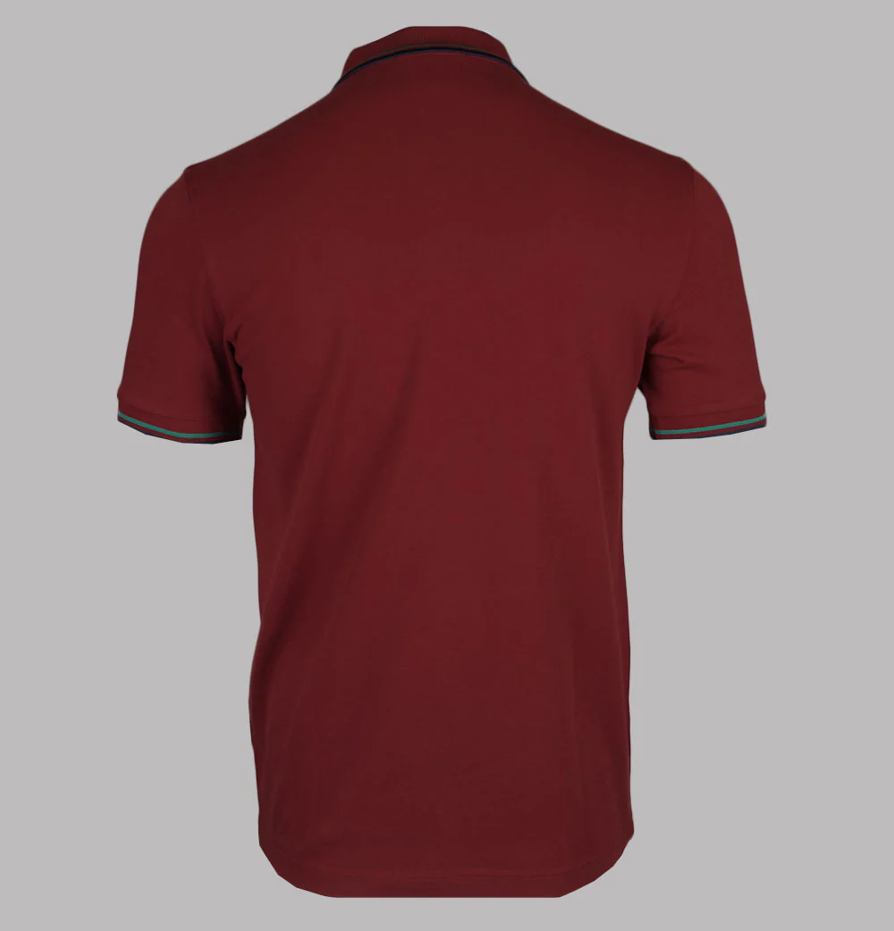 Fred Perry M3600 Polo Shirt Burnt Red/Sport Green/Navy - Image 2
