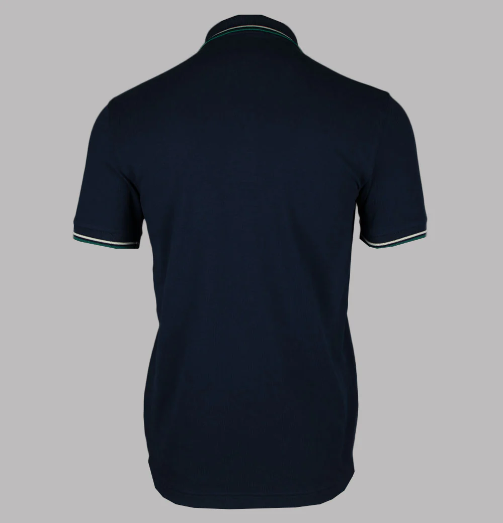 Fred Perry M3600 Polo Shirt Dark Carbon/Light Ecru/Label Green - Image 2