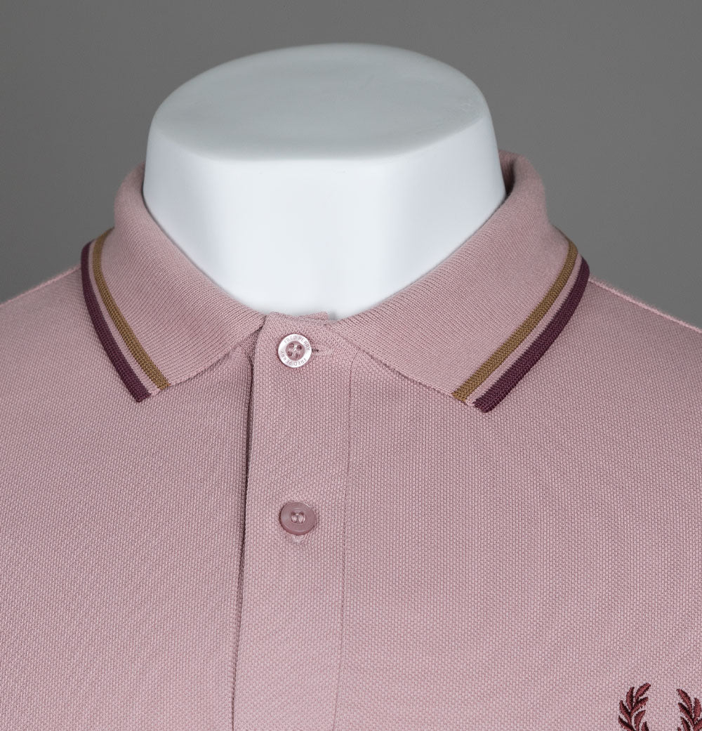 Fred Perry M3600 Polo Shirt Dusty Rose Pink/Shaded Stone - Image 3