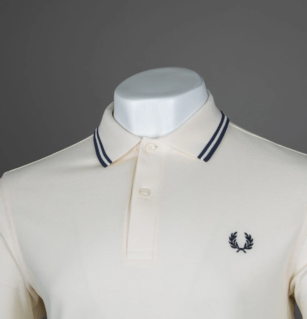 Fred Perry M3600 Polo Shirt Ecru/Tennis Blue - Image 3
