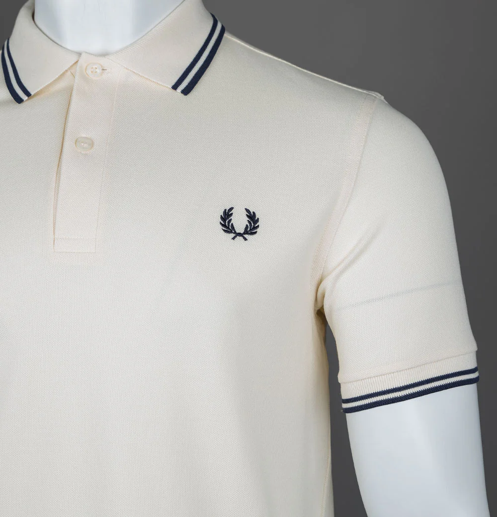 Fred Perry M3600 Polo Shirt Ecru/Tennis Blue - Image 4