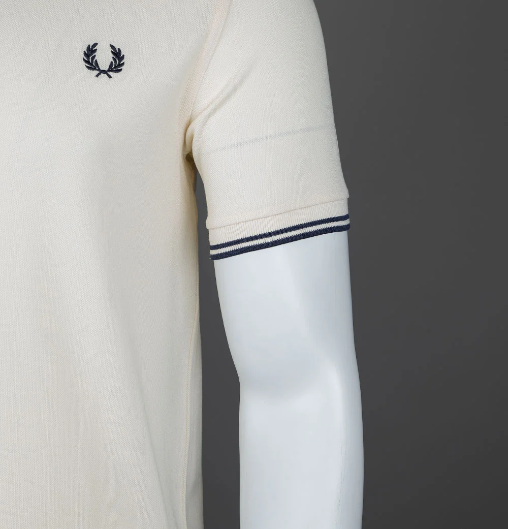 Fred Perry M3600 Polo Shirt Ecru/Tennis Blue - Image 5