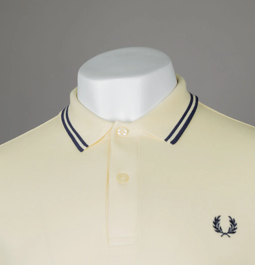 Fred Perry M3600 Polo Shirt Ice Cream/French Navy - Image 3