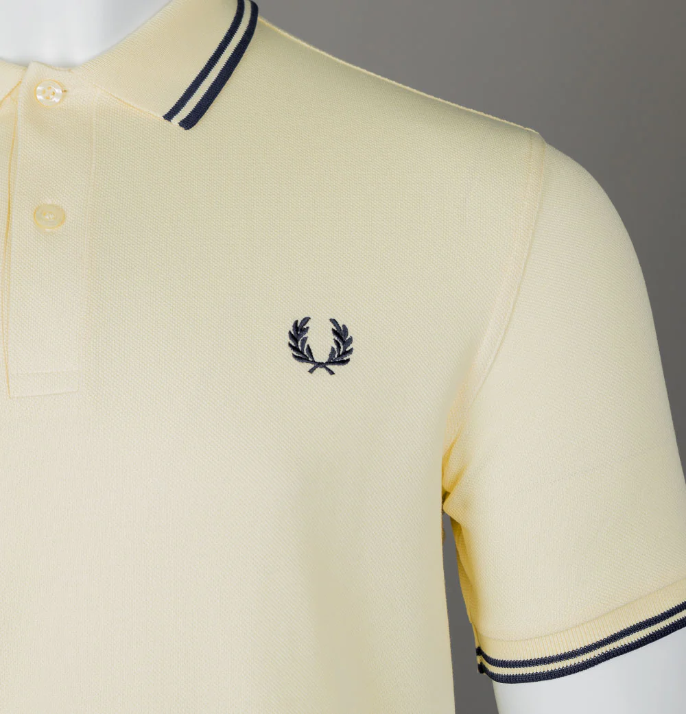 Fred Perry M3600 Polo Shirt Ice Cream/French Navy - Image 4