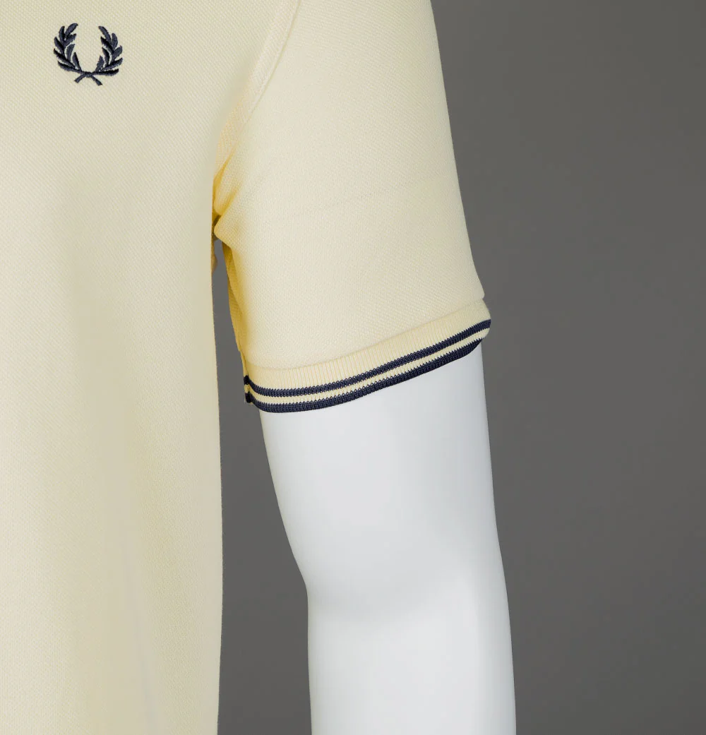 Fred Perry M3600 Polo Shirt Ice Cream/French Navy - Image 5