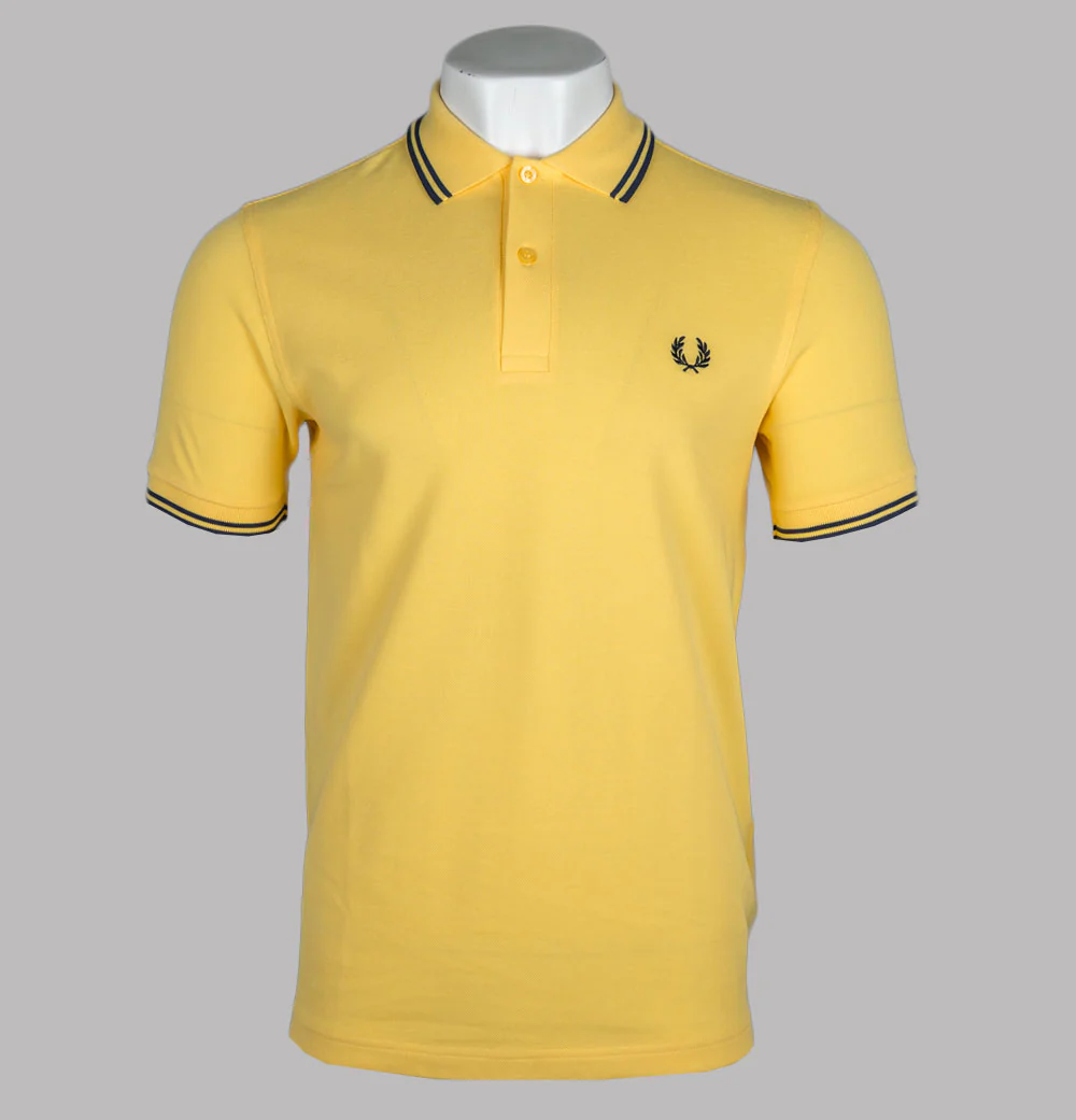 Fred Perry M3600 Polo Shirt Lemon Barley/Tennis Blue